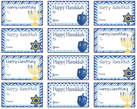 Hanukkah Gift Tags Printable